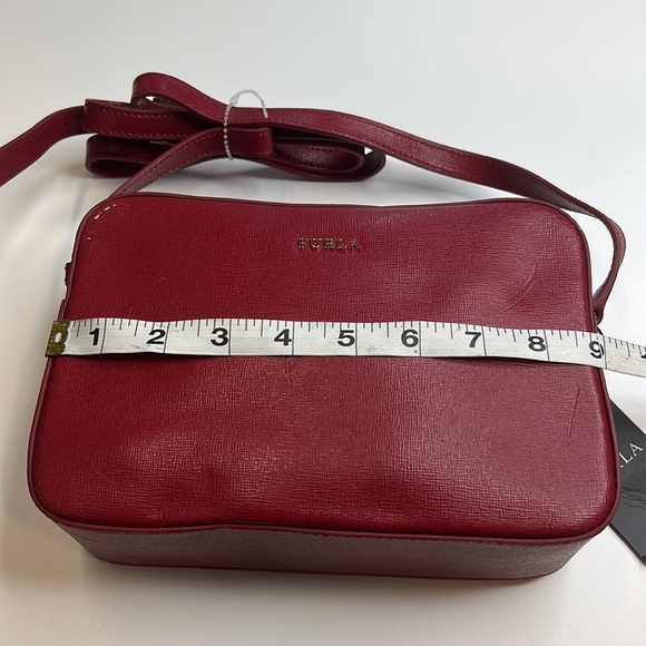 SUPER SALE! Furla Deep Red Leather Shoulder Bag, Double Compartments, NWT! - Picture 7 of 9